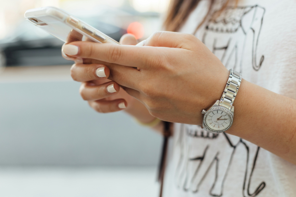 holding phone